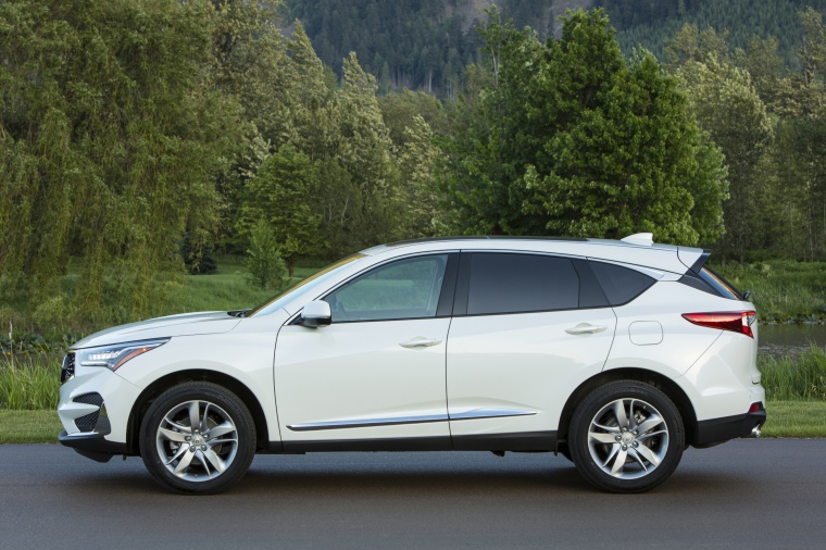 Picture of a 2020 Acura RDX SH-AWD in Platinum White Pearl from a left side perspective