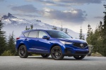 Picture of a 2020 Acura RDX A-Spec Package SH-AWD in Apex Blue Pearl from a front right three-quarter perspective