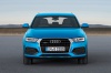 Picture of a 2017 Audi Q3 in Hainan Blue Metallic from a frontal perspective