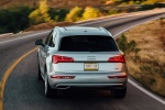 Picture of a driving 2018 Audi Q5 quattro in Florett Silver Metallic from a rear perspective