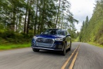 Picture of a driving 2018 Audi SQ5 quattro in Navarra Blue Metallic from a front left perspective