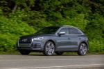 Picture of a driving 2018 Audi SQ5 quattro in Daytona Gray Pearl Effect from a front left three-quarter perspective