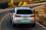 Picture of a driving 2019 Audi Q5 quattro in Florett Silver Metallic from a rear perspective