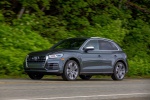 Picture of a driving 2019 Audi SQ5 quattro in Daytona Gray Pearl Effect from a front left three-quarter perspective