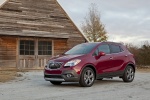 Picture of a 2016 Buick Encore in Winterberry Red Metallic from a front left three-quarter perspective