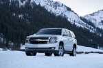 Picture of a 2015 Chevrolet Tahoe in Summit White from a front left perspective