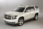 Picture of a 2018 Chevrolet Tahoe in Summit White from a front left three-quarter perspective