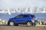 Picture of a 2016 Chevrolet Trax in Brilliant Blue Metallic from a rear left three-quarter perspective