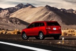 Picture of a 2020 Dodge Journey in Redline 2 Coat Pearl from a rear left three-quarter perspective