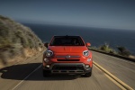 Picture of a driving 2016 Fiat 500X AWD in Arancio from a frontal perspective