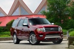Picture of a 2015 Ford Expedition Platinum in Ruby Red Metallic Tinted Clearcoat from a front right perspective