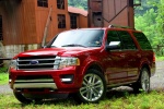 Picture of a 2015 Ford Expedition Platinum in Ruby Red Metallic Tinted Clearcoat from a front left three-quarter perspective