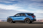 Picture of a 2020 Ford Explorer ST EcoBoost 4WD in Atlas Blue Metallic from a rear left three-quarter perspective