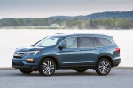 Picture of a 2017 Honda Pilot AWD in Steel Sapphire Metallic from a front left three-quarter perspective