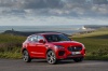 Picture of a 2019 Jaguar E-Pace P300 R-Dynamic AWD in Firenze Red Metallic from a front right three-quarter perspective