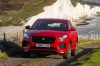 Picture of a 2019 Jaguar E-Pace P300 R-Dynamic AWD in Firenze Red Metallic from a frontal perspective