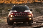 Picture of a 2017 Jeep Cherokee Trailhawk 4WD in Deep Cherry Red Crystal Pearlcoat from a frontal perspective