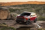 Picture of a 2017 Jeep Cherokee Trailhawk 4WD in Deep Cherry Red Crystal Pearlcoat from a front left three-quarter perspective