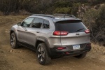 Picture of a 2018 Jeep Cherokee Trailhawk 4WD in Billet Silver Metallic Clearcoat from a rear left perspective