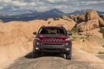 Picture of a 2018 Jeep Cherokee Trailhawk 4WD in Red from a frontal perspective