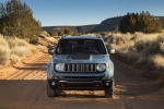 Picture of a 2016 Jeep Renegade Trailhawk 4WD in Glacier Metallic from a frontal perspective