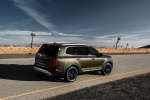 Picture of a 2020 Kia Telluride AWD in Dark Moss from a rear right three-quarter perspective