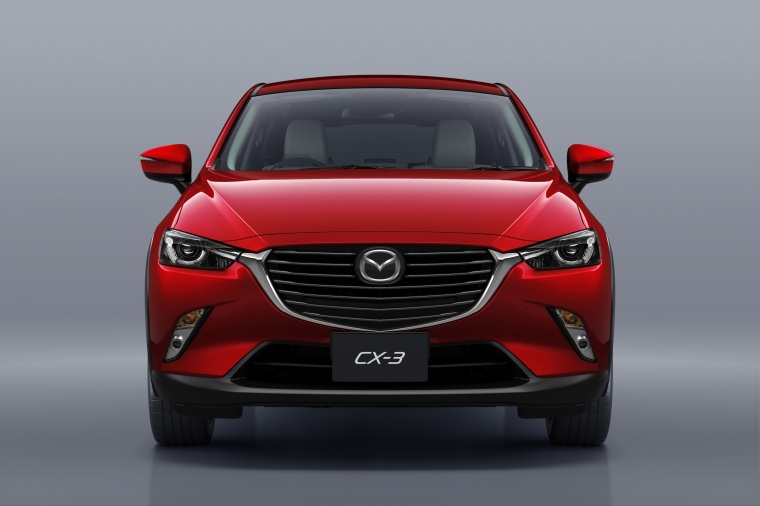 Picture of a 2016 Mazda CX-3 in Soul Red Metallic from a frontal perspective