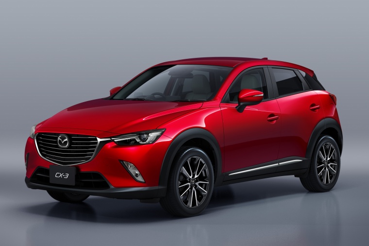 Picture of a 2016 Mazda CX-3 in Soul Red Metallic from a front left three-quarter perspective