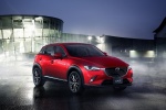 Picture of a 2018 Mazda CX-3 in Soul Red Metallic from a front right three-quarter perspective