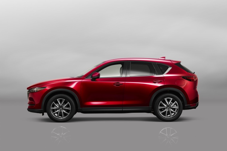 Picture of a 2018 Mazda CX-5 Grand Touring AWD in Soul Red Crystal Metallic from a side perspective