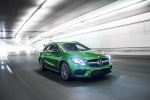 Picture of a driving 2019 Mercedes-AMG GLA 45 4MATIC from a front right perspective