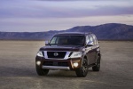 Picture of a 2017 Nissan Armada Platinum in Forged Copper from a front left perspective