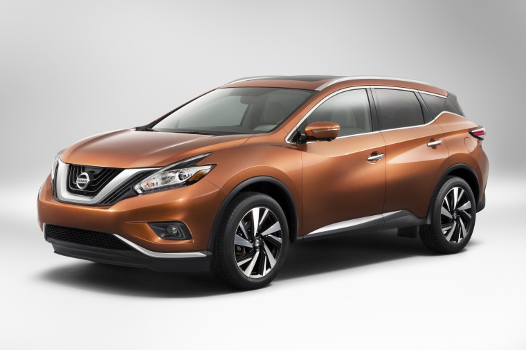 Picture of a 2015 Nissan Murano in Pacific Sunset Metallic from a front left three-quarter perspective
