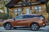 Picture of a 2018 Nissan Murano Platinum AWD in Pacific Sunset Metallic from a rear left three-quarter perspective