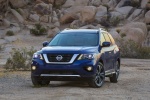 Picture of a 2018 Nissan Pathfinder Platinum 4WD in Caspian Blue from a front left perspective