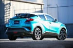Picture of a 2018 Toyota C-HR in Radiant Green Mica from a rear right three-quarter perspective
