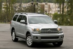 Picture of a 2016 Toyota Sequoia in Silver Sky Metallic from a front right three-quarter perspective