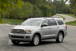 Picture of a 2016 Toyota Sequoia in Silver Sky Metallic from a front left three-quarter perspective