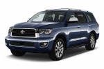 Picture of a 2019 Toyota Sequoia in Shoreline Blue Pearl from a front left three-quarter perspective